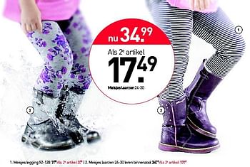 Aanbiedingen Meisjes laarzen - Huismerk - Scapino - Geldig van 25/08/2014 tot 14/09/2014 bij Scapino