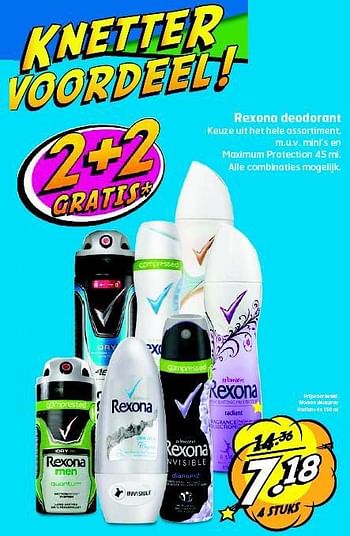 Aanbiedingen Woman deospray radiant - Rexona - Geldig van 26/08/2014 tot 31/08/2014 bij Trekpleister