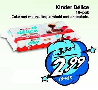 Aanbiedingen Kinder délice 10-pak cake met melkvulling - Kinder - Geldig van 26/08/2014 tot 31/08/2014 bij Trekpleister