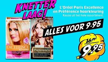 Aanbiedingen L`oréal paris excellence en préférence haarkleuring - L'Oreal Paris - Geldig van 26/08/2014 tot 31/08/2014 bij Trekpleister