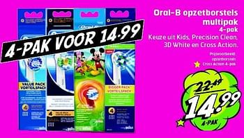 Aanbiedingen Oral-b opzetborstels multipak 4-pak - Oral-B - Geldig van 26/08/2014 tot 31/08/2014 bij Trekpleister