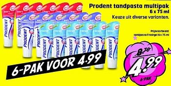 Aanbiedingen Prodent tandpasta multipak - Prodent - Geldig van 26/08/2014 tot 31/08/2014 bij Trekpleister