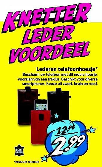 Aanbiedingen Lederen telefoonhoesje - Huismerk - Trekpleister - Geldig van 26/08/2014 tot 31/08/2014 bij Trekpleister