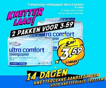 Aanbiedingen Trekpleister toiletpapier ultra comfort 6 rollen - Huismerk - Trekpleister - Geldig van 26/08/2014 tot 31/08/2014 bij Trekpleister