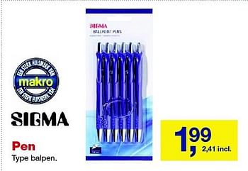 Aanbiedingen Sigma pen balpen - Sigma - Geldig van 27/08/2014 tot 09/09/2014 bij Makro