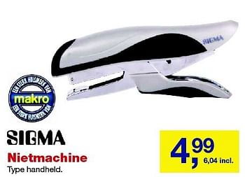 Aanbiedingen Sigma nietmachine handheld - Sigma - Geldig van 27/08/2014 tot 09/09/2014 bij Makro