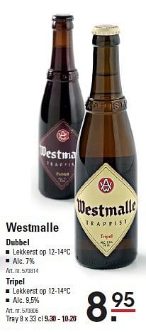 Aanbiedingen Westmalle dubbel - Westmalle - Geldig van 28/08/2014 tot 15/09/2014 bij Sligro