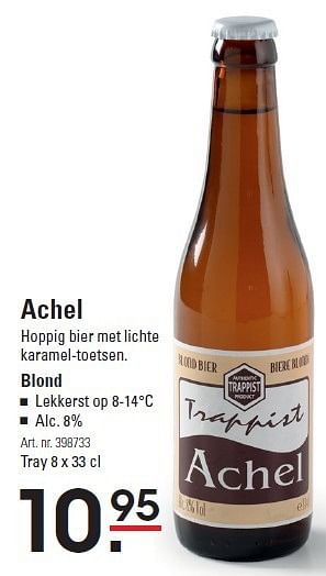 Aanbiedingen Achel hoppig bier met lichte karamel-toetsen. blond - Achelse Kluis - Geldig van 28/08/2014 tot 15/09/2014 bij Sligro