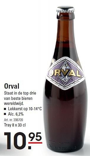 Aanbiedingen Orval staat in de top drie van beste bieren wereldwijd - Orval - Geldig van 28/08/2014 tot 15/09/2014 bij Sligro