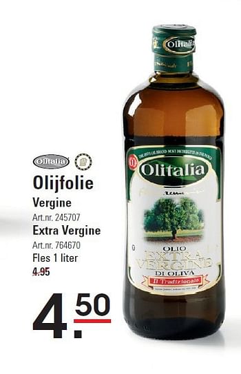 Aanbiedingen Olijfolie vergine - Olitalia - Geldig van 28/08/2014 tot 15/09/2014 bij Sligro