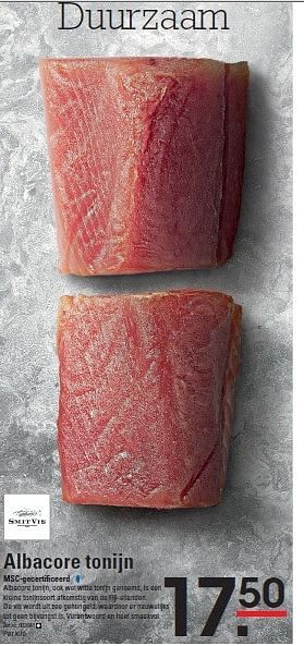 Aanbiedingen Albacore tonijn msc-gecertificeerd - Smit Vis - Geldig van 28/08/2014 tot 15/09/2014 bij Sligro