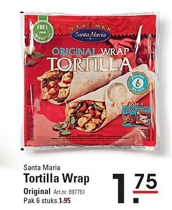 Aanbiedingen Tortilla wrap original - Santa Maria - Geldig van 28/08/2014 tot 15/09/2014 bij Sligro