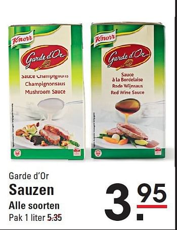 Aanbiedingen Garde d`or sauzen - Knorr - Geldig van 28/08/2014 tot 15/09/2014 bij Sligro