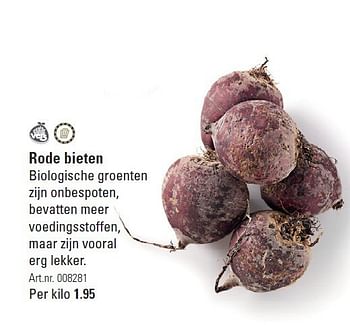 Aanbiedingen Rode bieten biologische groenten zijn onbespoten - Huismerk - Sligro - Geldig van 28/08/2014 tot 15/09/2014 bij Sligro