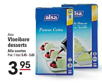 Aanbiedingen Alsa vloeibare desserts - Alsa - Geldig van 28/08/2014 tot 15/09/2014 bij Sligro