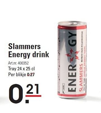 Aanbiedingen Slammers energy drink - Slammers - Geldig van 28/08/2014 tot 15/09/2014 bij Sligro
