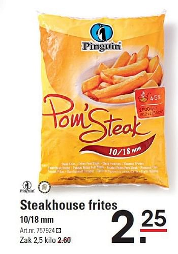 Aanbiedingen Steakhouse frites - Pinguin - Geldig van 28/08/2014 tot 15/09/2014 bij Sligro