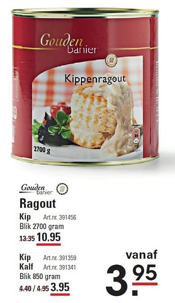 Aanbiedingen Ragout - Gouden Banier - Geldig van 28/08/2014 tot 15/09/2014 bij Sligro