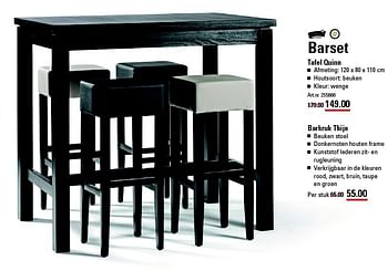 Aanbiedingen Barset tafel quinn - Sediamo - Geldig van 28/08/2014 tot 15/09/2014 bij Sligro