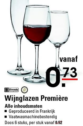 Aanbiedingen Wijnglazen première - SlimResto - Geldig van 28/08/2014 tot 15/09/2014 bij Sligro