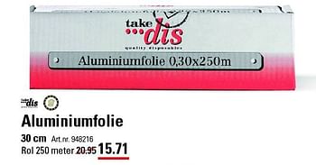 Aanbiedingen Aluminiumfolie - Takedis - Geldig van 28/08/2014 tot 15/09/2014 bij Sligro