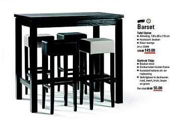 Aanbiedingen Barset tafel quinn - Sediamo - Geldig van 28/08/2014 tot 15/09/2014 bij Sligro
