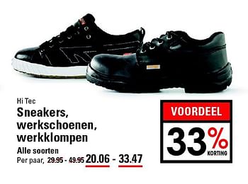 Aanbiedingen Hi tec sneakers, werkschoenen, werkklompen - Hitec - Geldig van 28/08/2014 tot 15/09/2014 bij Sligro