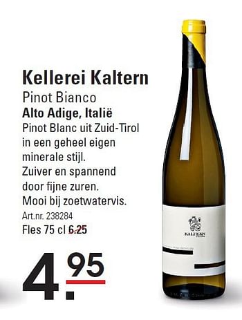 Aanbiedingen Kellerei kaltern pinot bianco alto adige, italië - Witte wijnen - Geldig van 28/08/2014 tot 15/09/2014 bij Sligro