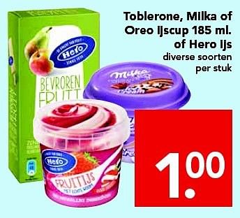 Aanbiedingen Toblerone, milka of oreo ijscup of hero ijs - Toblerone - Geldig van 31/08/2014 tot 06/09/2014 bij Deen Supermarkten