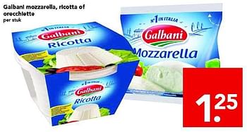 Aanbiedingen Galbani mozzarella, ricotta of orecchiette - Galbani - Geldig van 31/08/2014 tot 06/09/2014 bij Deen Supermarkten