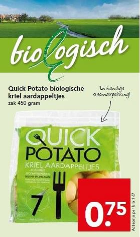 Aanbiedingen Quick potato biologische kriel aardappeltjes - Quick Patato - Geldig van 31/08/2014 tot 06/09/2014 bij Deen Supermarkten