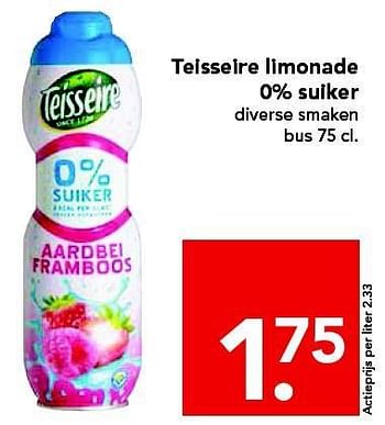 Aanbiedingen Teisseire limonade 0% suiker diverse smaken - Teisseire - Geldig van 31/08/2014 tot 06/09/2014 bij Deen Supermarkten