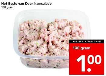 Aanbiedingen Het beste van deen hamsalade - Huismerk deen supermarkt - Geldig van 31/08/2014 tot 06/09/2014 bij Deen Supermarkten