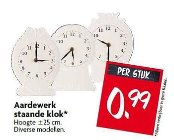 Aanbiedingen Aardewerk staande klok - Huismerk - Deka Markt - Geldig van 31/08/2014 tot 06/09/2014 bij Deka Markt
