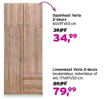 Aanbiedingen Linnenkast varia 2-deurs - Huismerk - Leen Bakker - Geldig van 31/08/2014 tot 13/09/2014 bij Leen Bakker