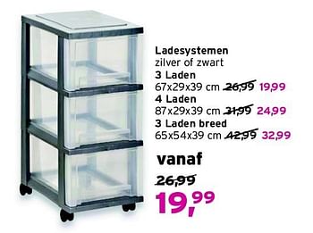 Aanbiedingen Ladesystemen zilver of zwart 3 laden - Huismerk - Leen Bakker - Geldig van 31/08/2014 tot 13/09/2014 bij Leen Bakker