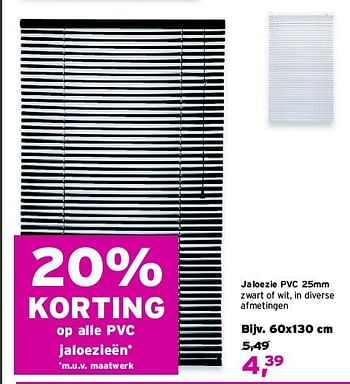 Aanbiedingen Jaloezie pvc zwart of wit, in diverse afmetingen - Huismerk - Leen Bakker - Geldig van 31/08/2014 tot 13/09/2014 bij Leen Bakker