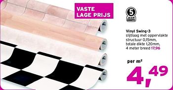 Aanbiedingen Vinyl swing-3 slijtlaag met oppervlakte - Huismerk - Leen Bakker - Geldig van 31/08/2014 tot 13/09/2014 bij Leen Bakker