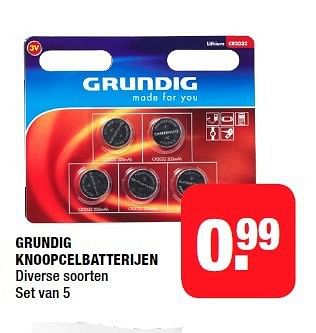 Aanbiedingen Grundig knoopcelbatterijen - Grundig - Geldig van 01/09/2014 tot 07/09/2014 bij Big Bazar