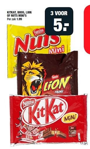 Aanbiedingen Kitkat, bros, lion of nuts mini`s - Nestlé - Geldig van 01/09/2014 tot 07/09/2014 bij Big Bazar