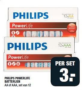 Aanbiedingen Philips powerlife batterijen aa of aaa, set van 12 - Philips - Geldig van 01/09/2014 tot 07/09/2014 bij Big Bazar