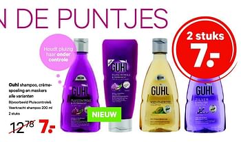 Aanbiedingen Guhl shampoo, crèmespoeling en maskers alle varianten - Guhl - Geldig van 01/09/2014 tot 14/09/2014 bij Etos