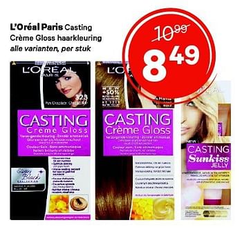 Aanbiedingen L`oréal paris casting crème gloss haarkleuring alle varianten - L'Oreal Paris - Geldig van 01/09/2014 tot 14/09/2014 bij Etos