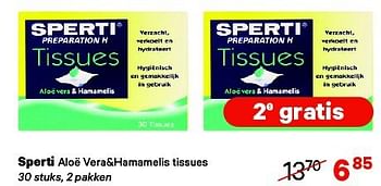 Aanbiedingen Sperti aloë vera+hamamelis tissues - Sperti - Geldig van 01/09/2014 tot 14/09/2014 bij Etos