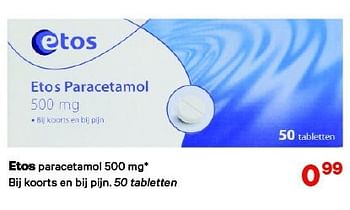 Aanbiedingen Etos paracetamol - Huismerk - Etos - Geldig van 01/09/2014 tot 14/09/2014 bij Etos