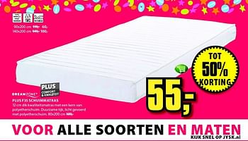 Aanbiedingen Plus f35 schuimmatras - DreamZone - Geldig van 01/09/2014 tot 14/09/2014 bij Jysk