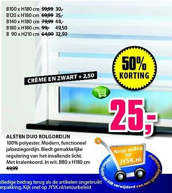Aanbiedingen Alsten duo rolgordijn - Huismerk - Jysk - Geldig van 01/09/2014 tot 14/09/2014 bij Jysk