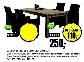 Aanbiedingen Lundby eettafel + stoholm stoelen - Huismerk - Jysk - Geldig van 01/09/2014 tot 14/09/2014 bij Jysk