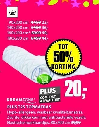 Aanbiedingen Plus t25 topmatras - DreamZone - Geldig van 01/09/2014 tot 14/09/2014 bij Jysk