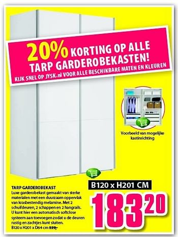 Aanbiedingen Tarp garderobekast - Huismerk - Jysk - Geldig van 01/09/2014 tot 14/09/2014 bij Jysk